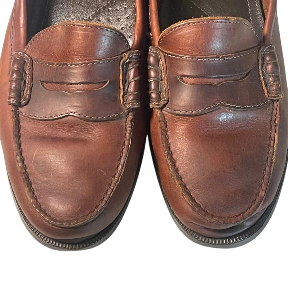 GH Bass Vintage Penny Loafers Brown Leather Made In USA Size 10